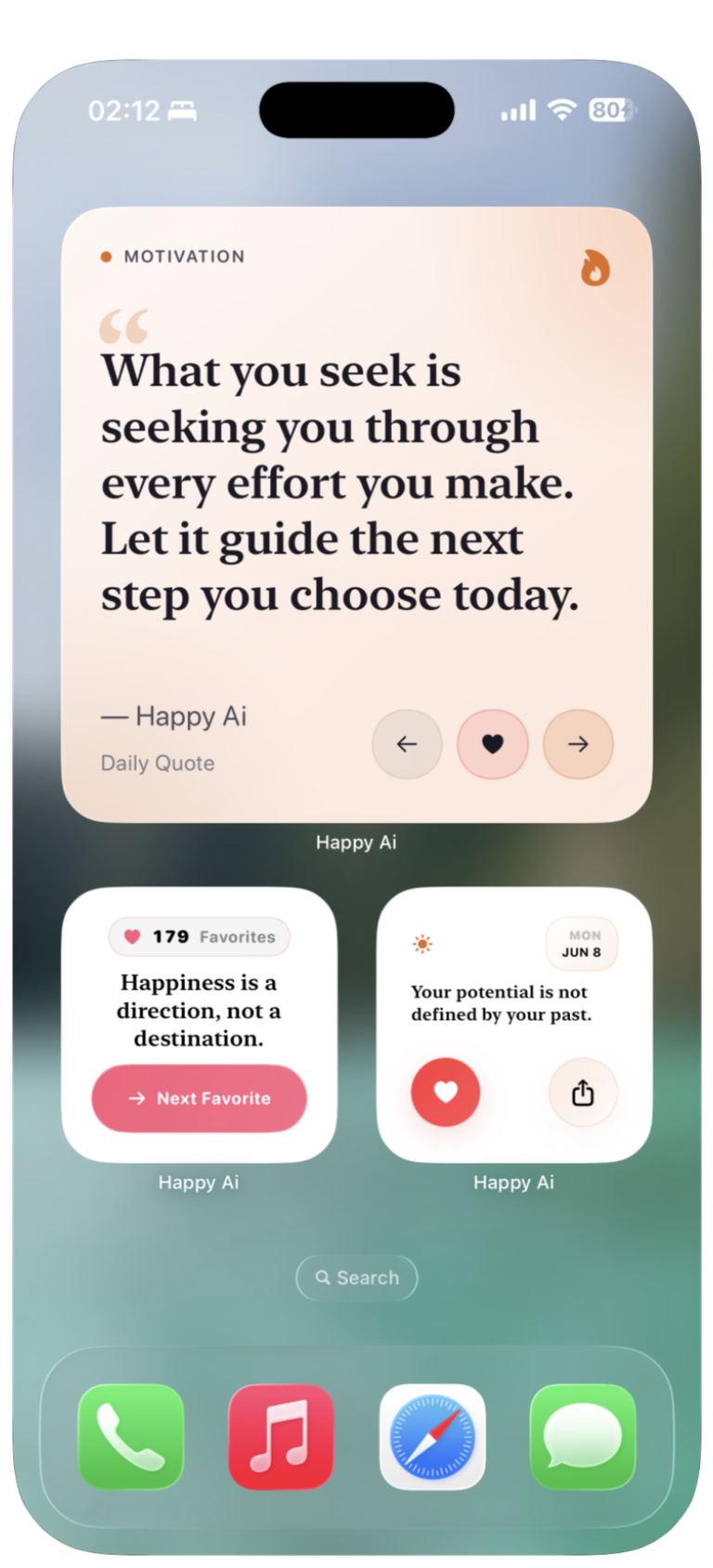 RiseHush reminders and daily inspiration settings on iPhone