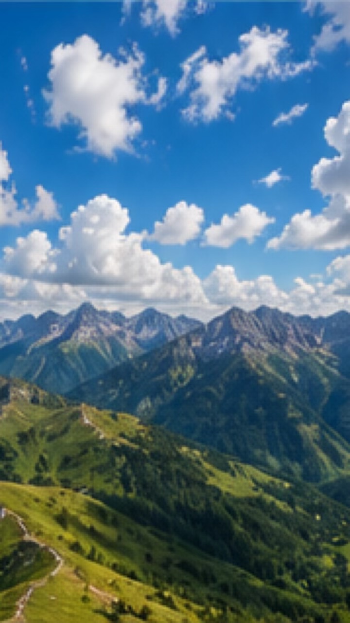 Layered mountains beneath soft afternoon light