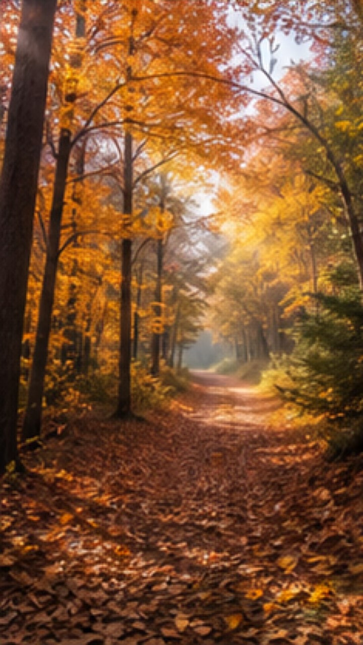 A solitary path through an autumn landscape