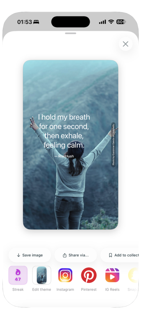 Sharing RiseHush quote art with the native share sheet